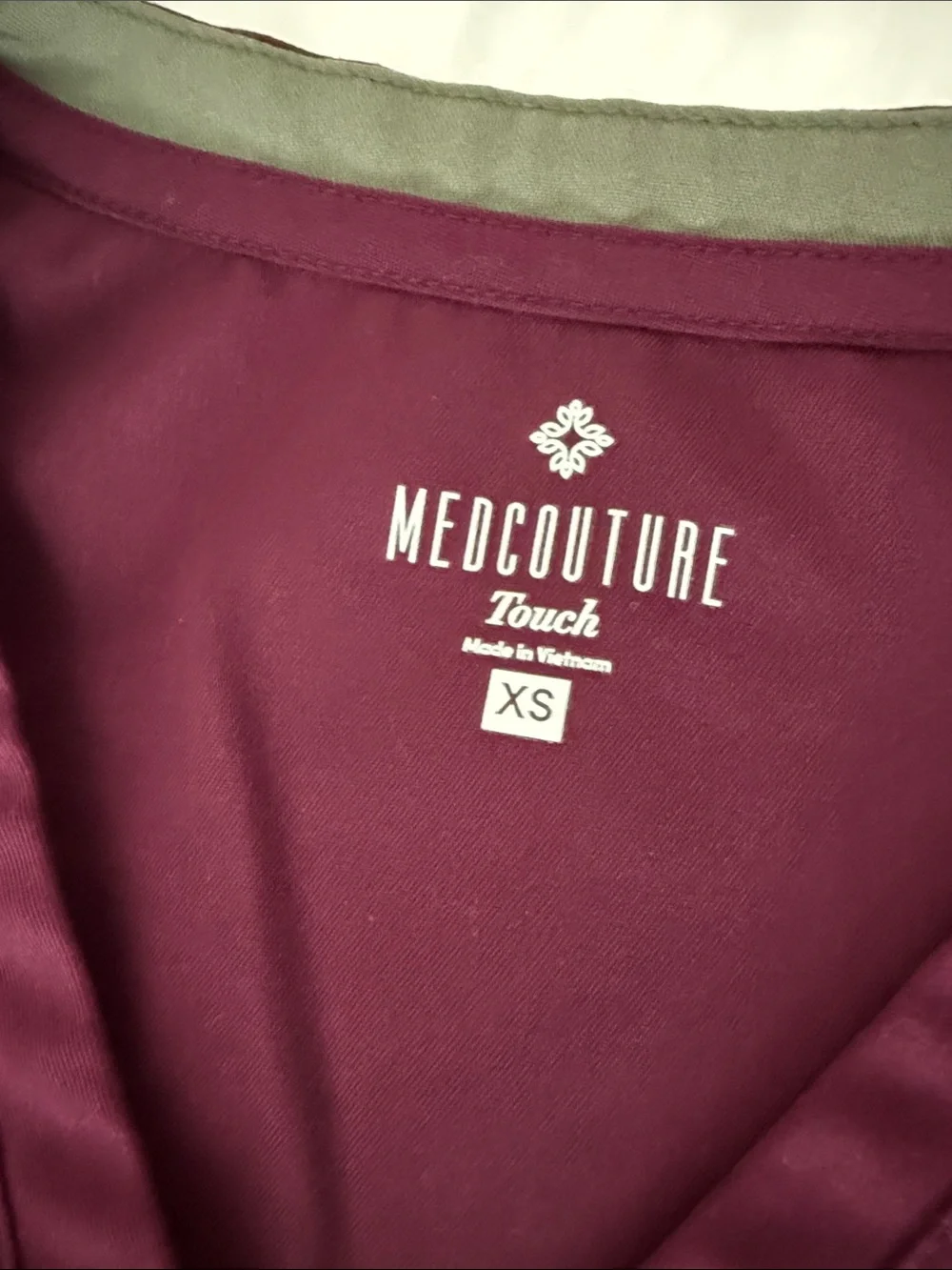 Med Couture Burgundy Two-Piece Scrub Set with Drawstring Joggers